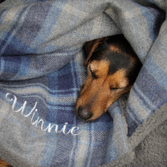Personalised Luxury Double Layer Dog Blankets - Grey & Navy Check