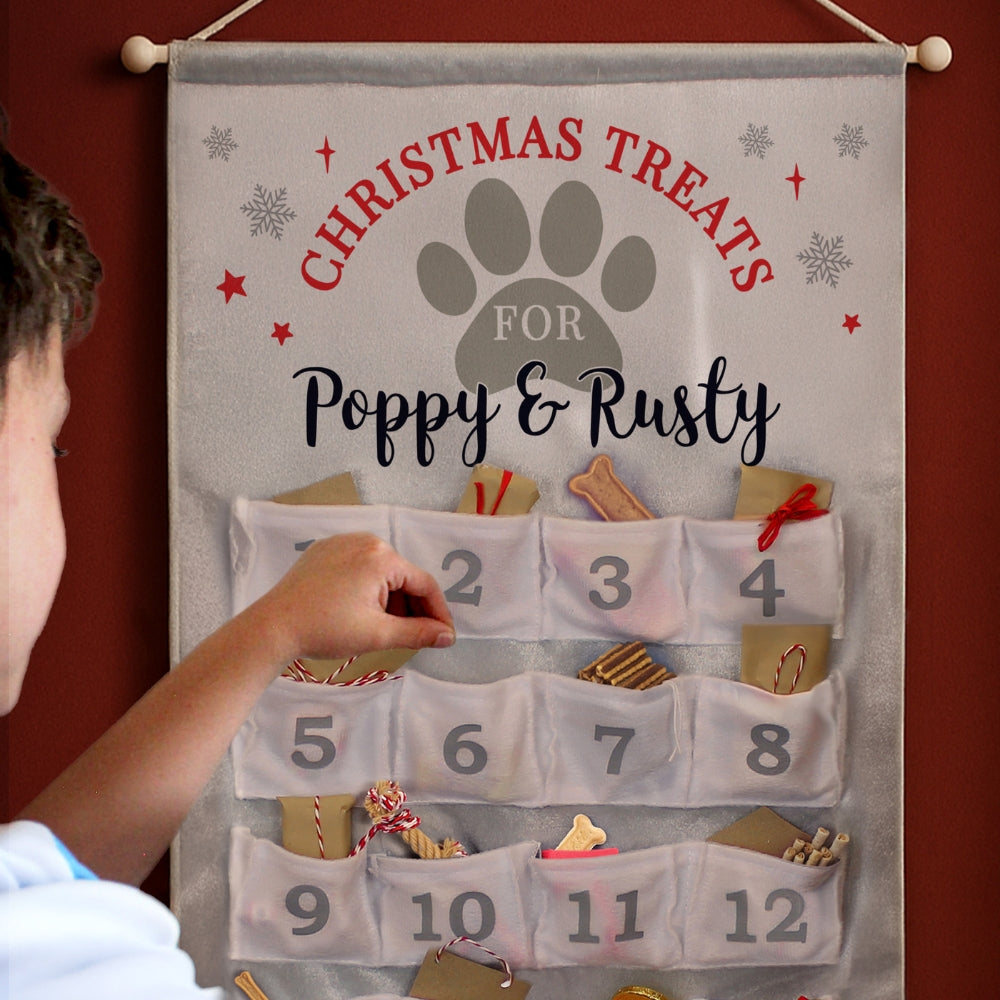 Personalised Pet Advent Calendar In Silver Grey