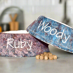 Personalised Slanted Granite Design Dog Bowls