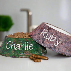 Personalised Slanted Granite Design Dog Bowls