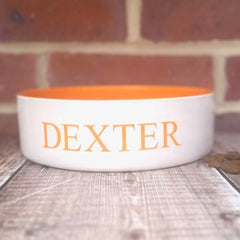 Personalised Stamp Font Dog Bowls With Painted Inside