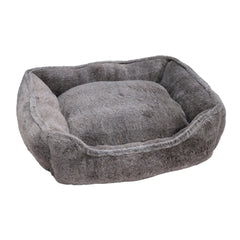 Plush Grey Square Snuggle Dog Bed by House of Paws