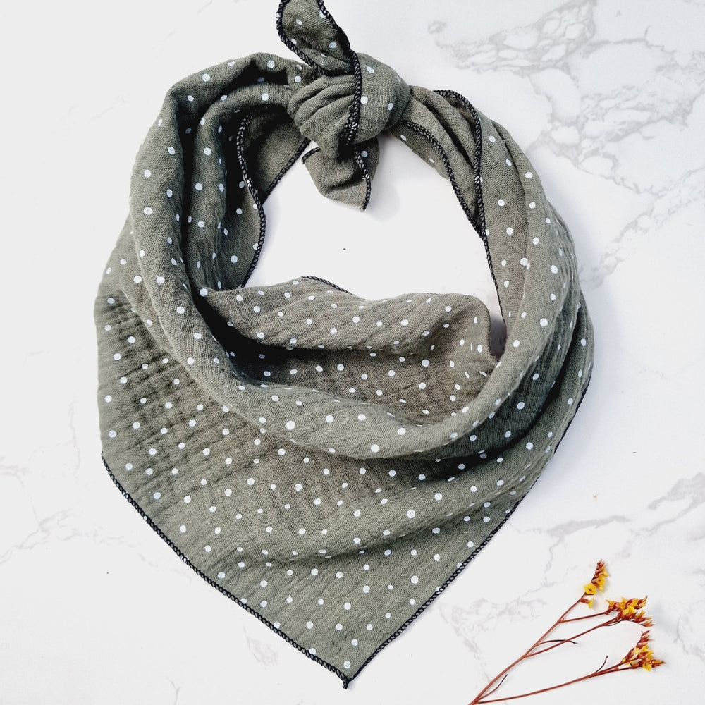 Sage Dots Muslin Dog Bandana