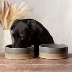 Scandi 2 Piece Non Tip Pet Food & Water Bowl - Grey