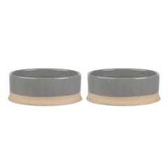 Scandi 2 Piece Non Tip Pet Food & Water Bowl - Grey