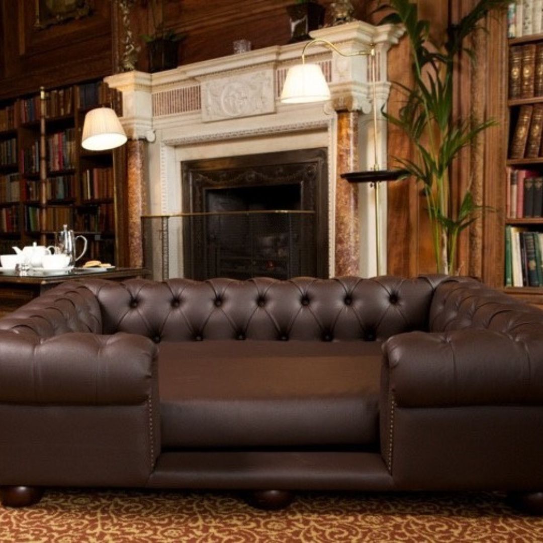 Scott's of London Balmoral Dog Chesterfield Chocolate Brown Faux Leather