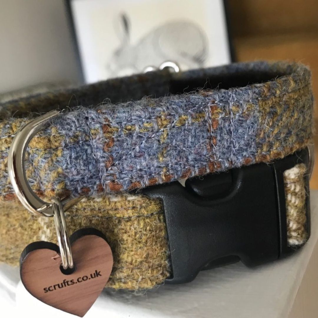 Spitfire Velvet Lined Harris Tweed Dog Collar