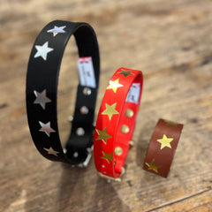 Star Print Leather Dog Collars