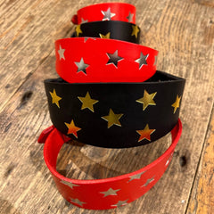 Star Print Leather Dog Collars