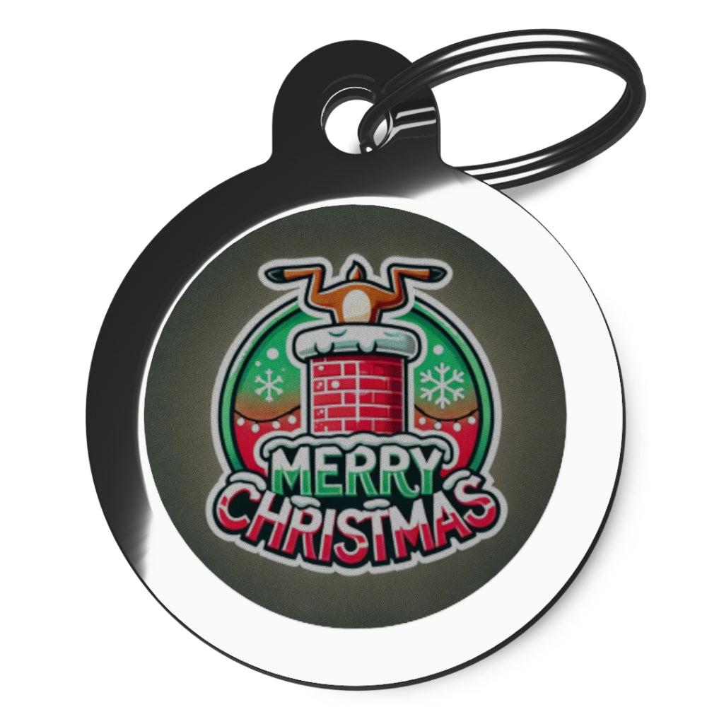 Stuck In Chimney Christmas Dog Tag