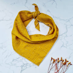 Sunshine Yellow Dots Muslin Dog Bandana