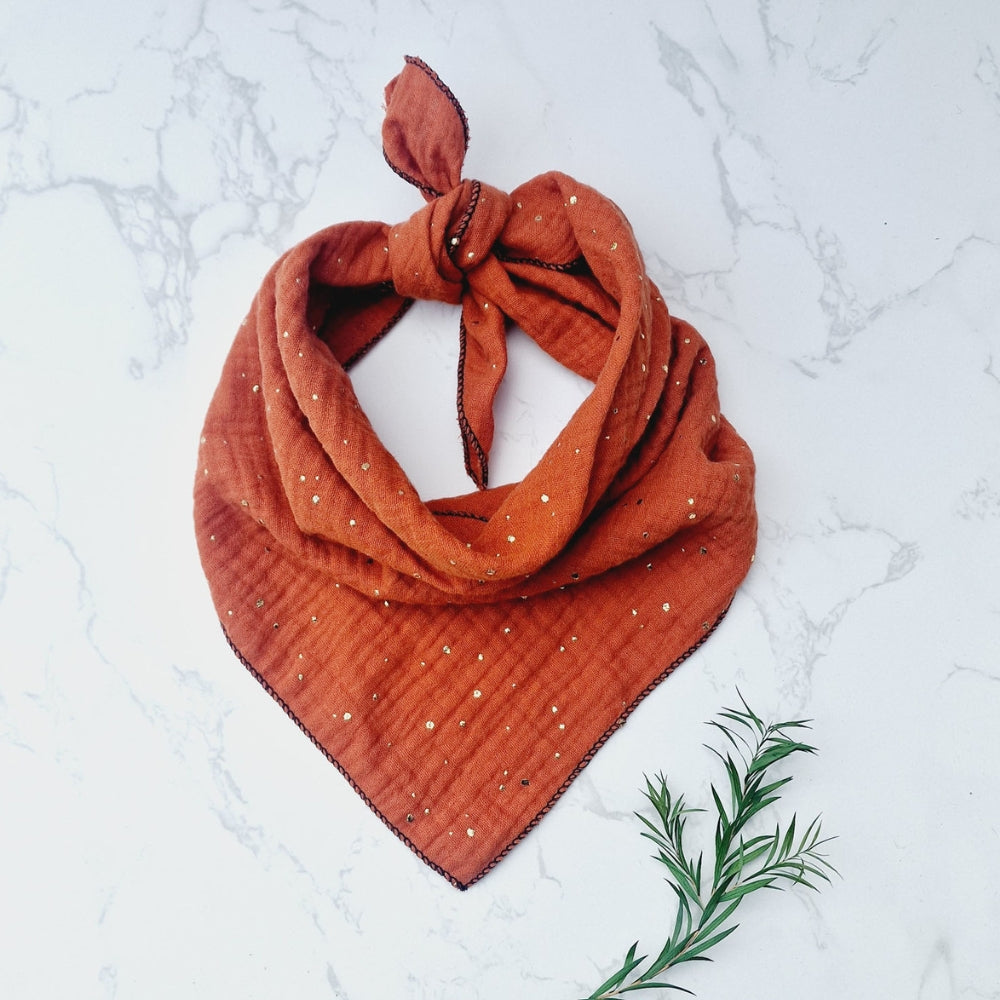 Terracotta Dots Muslin Dog Bandana