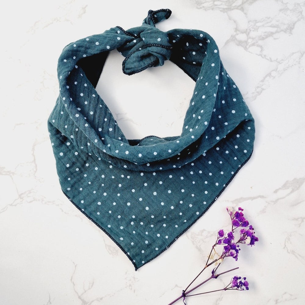 Thistle Green Dots Muslin Dog Bandana