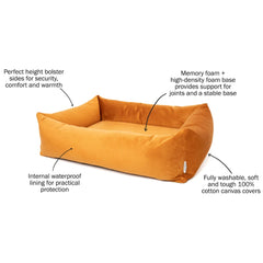 Velvet Burnham Bolster Dog Bed - Burnt Orange