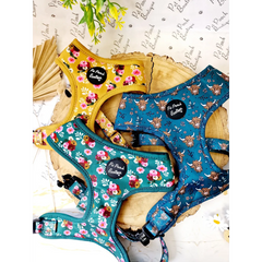 Vintage Clover Green Peonies Dog Harness