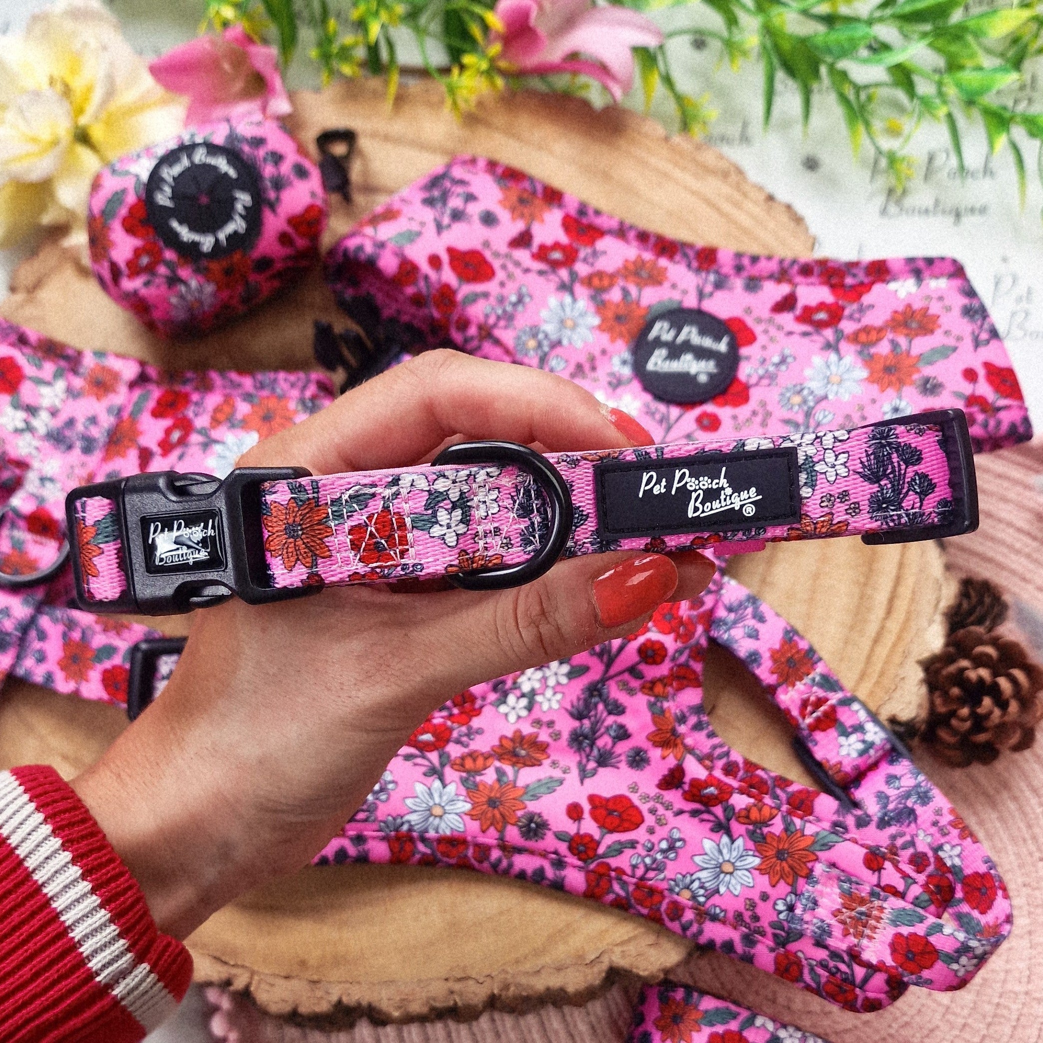 Berry Blossom Floral Dog Collar