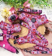 Berry Blossom Floral Dog Harness Set