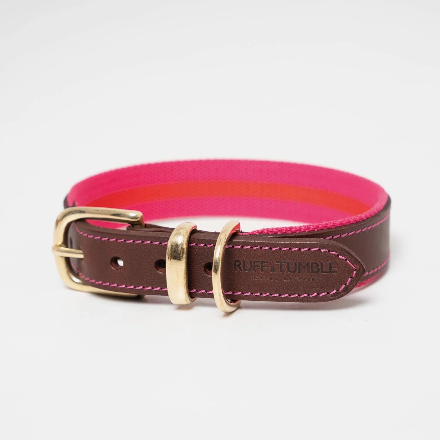 Blakeney Canvas Leather Collar - Fuchsia