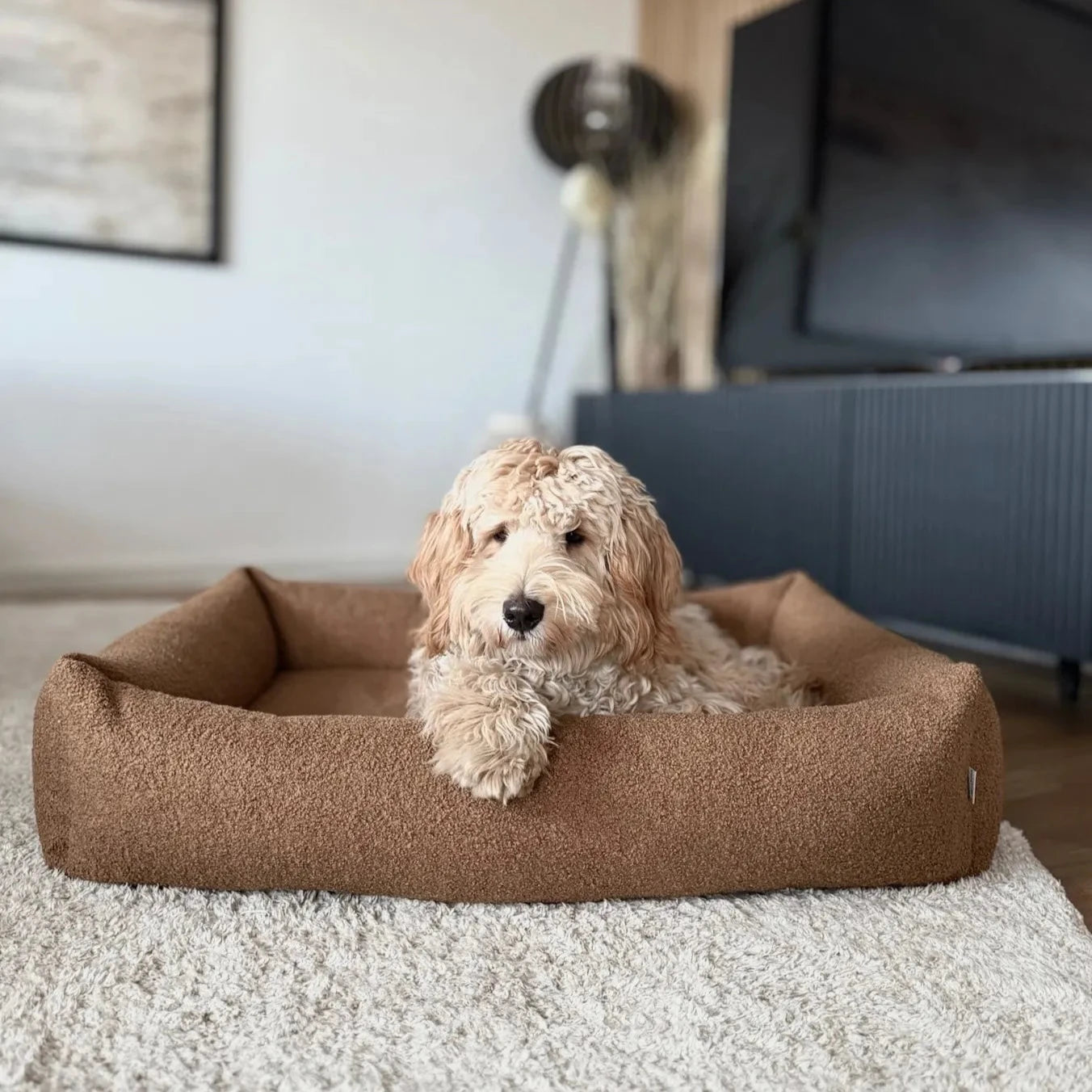 Calming Boucle Harmony Dog Bed in Harmony Brown