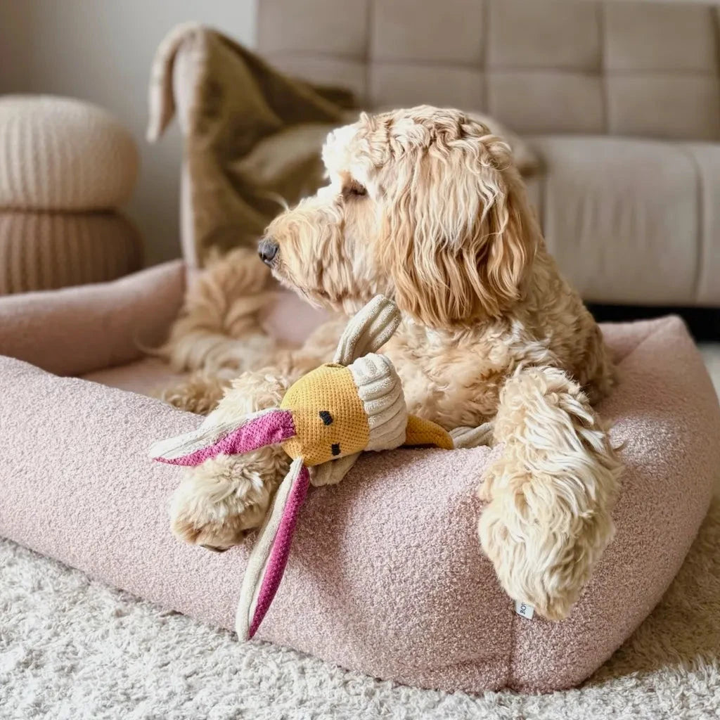 Calming Boucle Harmony Dog Bed in Harmony Pink