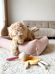 Calming Boucle Harmony Dog Bed in Harmony Pink