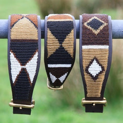 Luxury Beaded Leather Greyhound Dog Collar