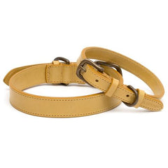 Mustard Full Leather Dog Collar | Mutts & Hounds