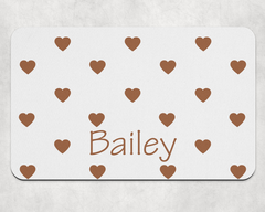 Personalised Pet Bowl Mat Heart Confetti Design