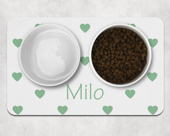 Personalised Pet Bowl Mat Heart Confetti Design