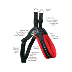 Tre Ponte Easy Fit Red Mesh Dog Harness with Adjustable Girth