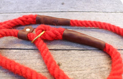 Red 100% British Wool Dog Slip Lead