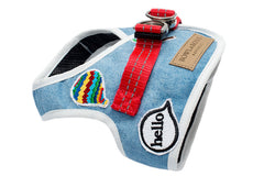 Bowl and Bone Blue Denim Dog Harness
