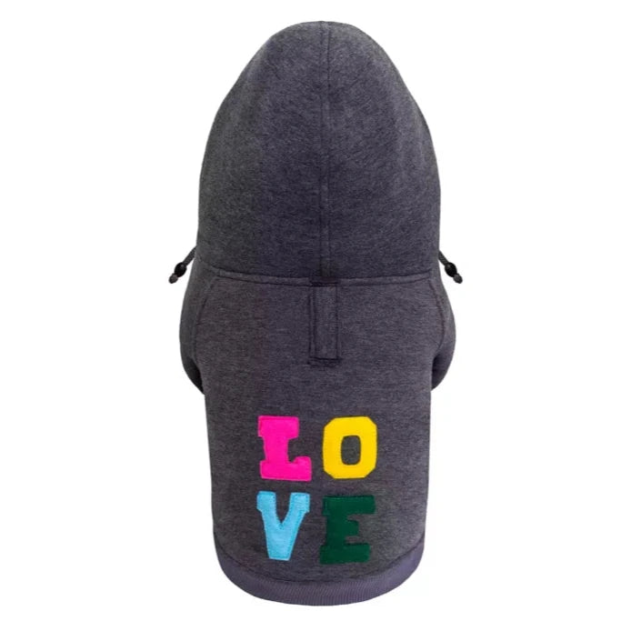 Bowl and Bone Love Graphite Dog Hoodie