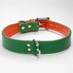 Double Trouble Wide Leather Dog Collar by Petiquette