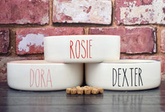 Personalised Skinny Font Dog Bowls