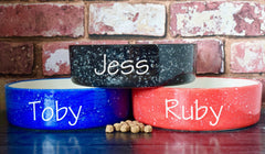 Personalised Speckled Design Dog Bowls