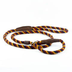 Blue, Burgundy and Yellow 100% British Wool Dog Slip Lead