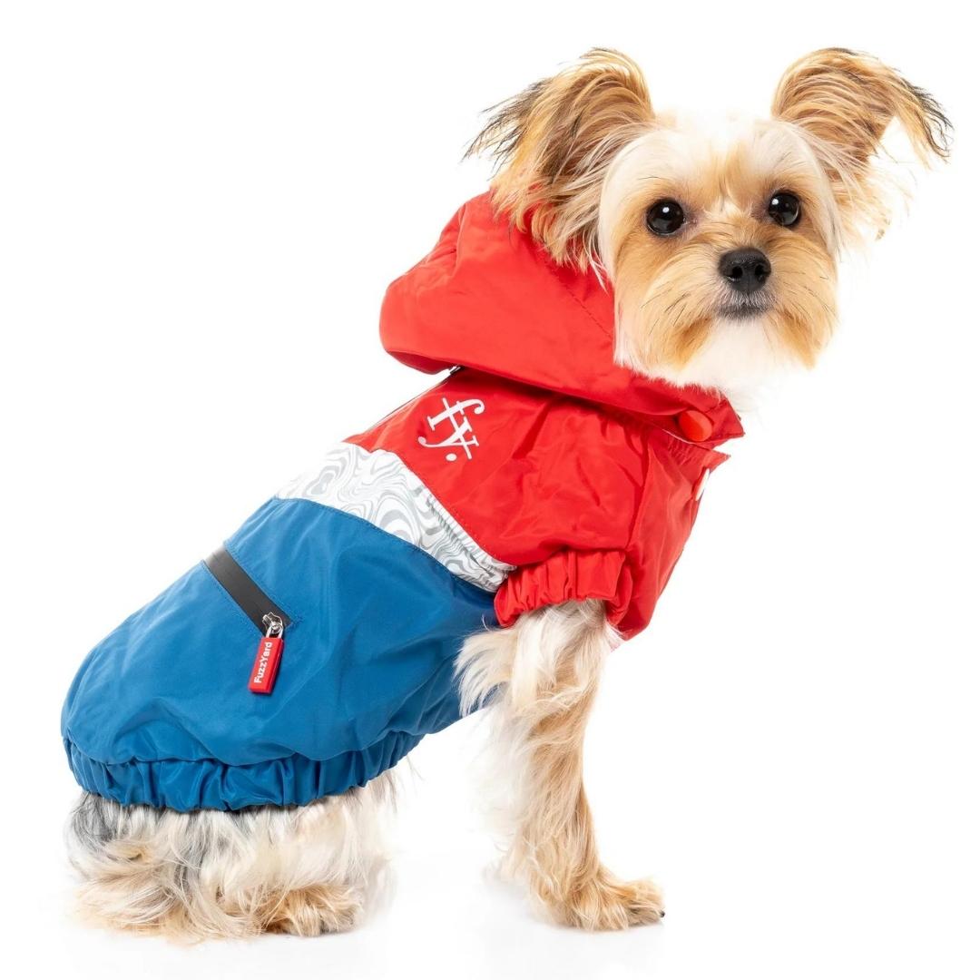 FuzzYard The Seattle Water Resistant Dog Raincoat - Red and Blue