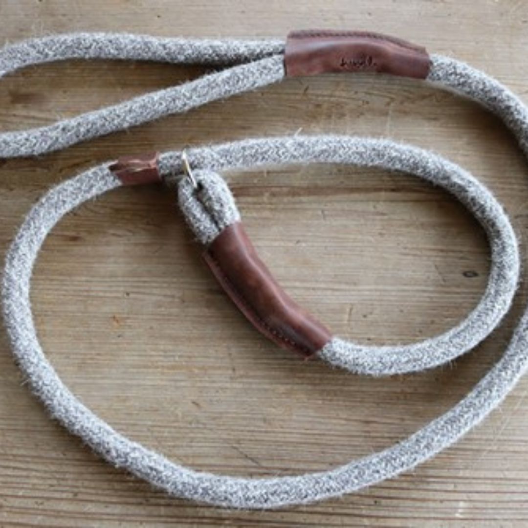 Grey Tweed 100% British Wool Dog Slip Lead