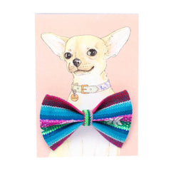 Hiro And Wolf Inca Blue Dog Bow Tie