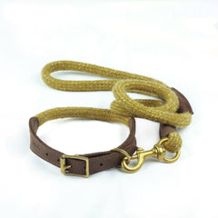 Mustard Tweed 100% British Wool Dog Collar and Lead