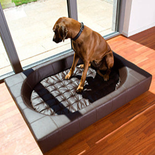 Luxury Faux Leather Cube Dog Bed