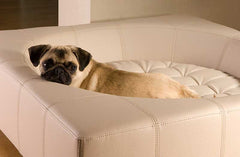 Luxury Leather Cube Dog Bed Cream