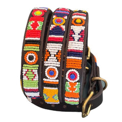 Luxury Masai Beaded Leather Dog Collars In Bright Circles