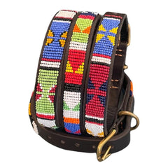Luxury Masai Beaded Leather Dog Collars In Bright
