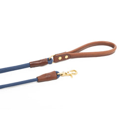 Morston Rolled Leather Dog Lead - Navy