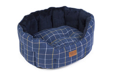 Navy Tweed Oval Snuggle Dog Bed by House of Paws