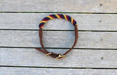 Navy, Burgundy and Yellow 100% British Wool Dog Collar