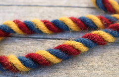 Blue, Burgundy and Yellow 100% British Wool Dog Slip Lead