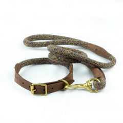 Purple Multi Tweed 100% British Wool Dog Collar and Lead